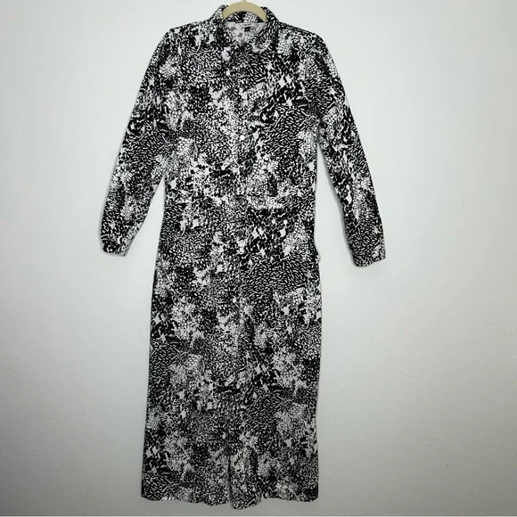The Kit Black White Patterned Alex Jumpsuit Cropped Long Sleeve Size Medium Fall - Picture 1 of 12